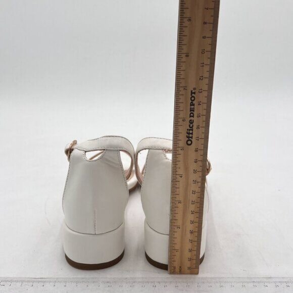 XYD White Heels for Women, Open Toe, Ankle Strap, Buckled Low Chunky Block Pumps - Picture 4 of 7